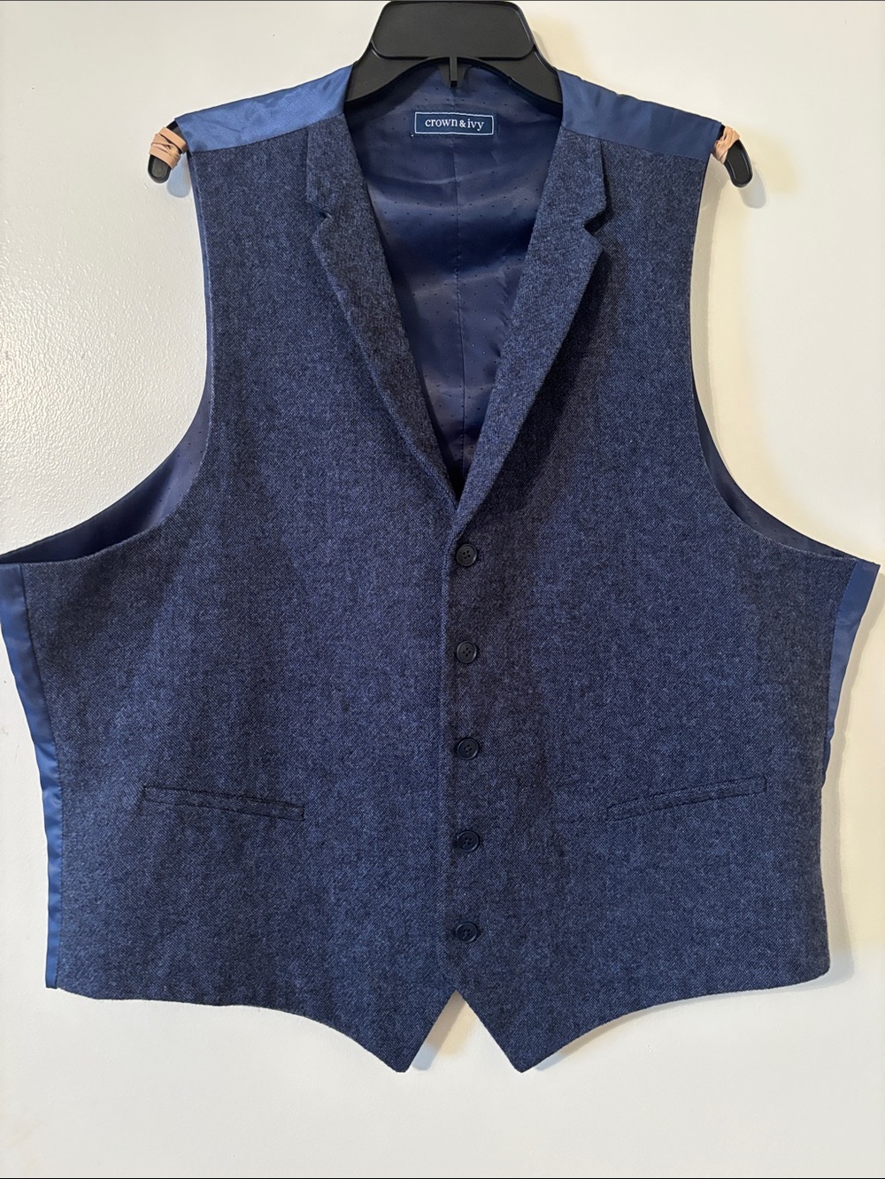 crown & ivy Navy Blue Wool-Blend Men's Dress Vest